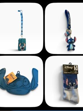 Disney Stitch Bundle Socks, Cardholder, Keychain, Trivet NWOT/NWT